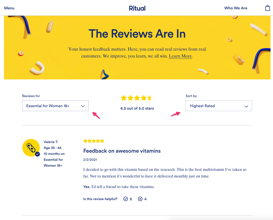 ritual vitamins reviews page