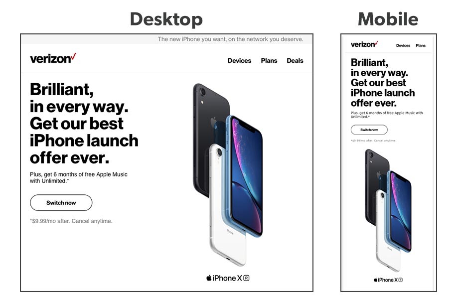 How Verizon uses email design in email marketing