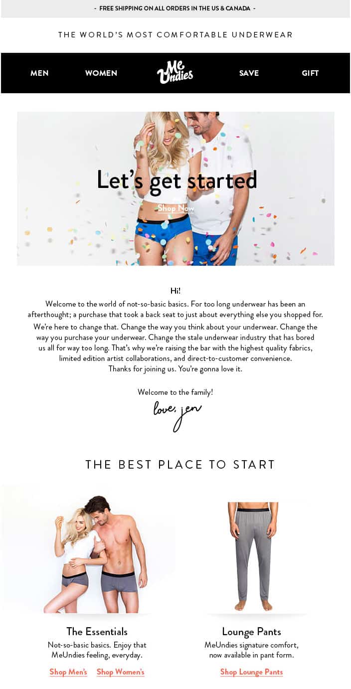 Ecommerce Email Welcome Example