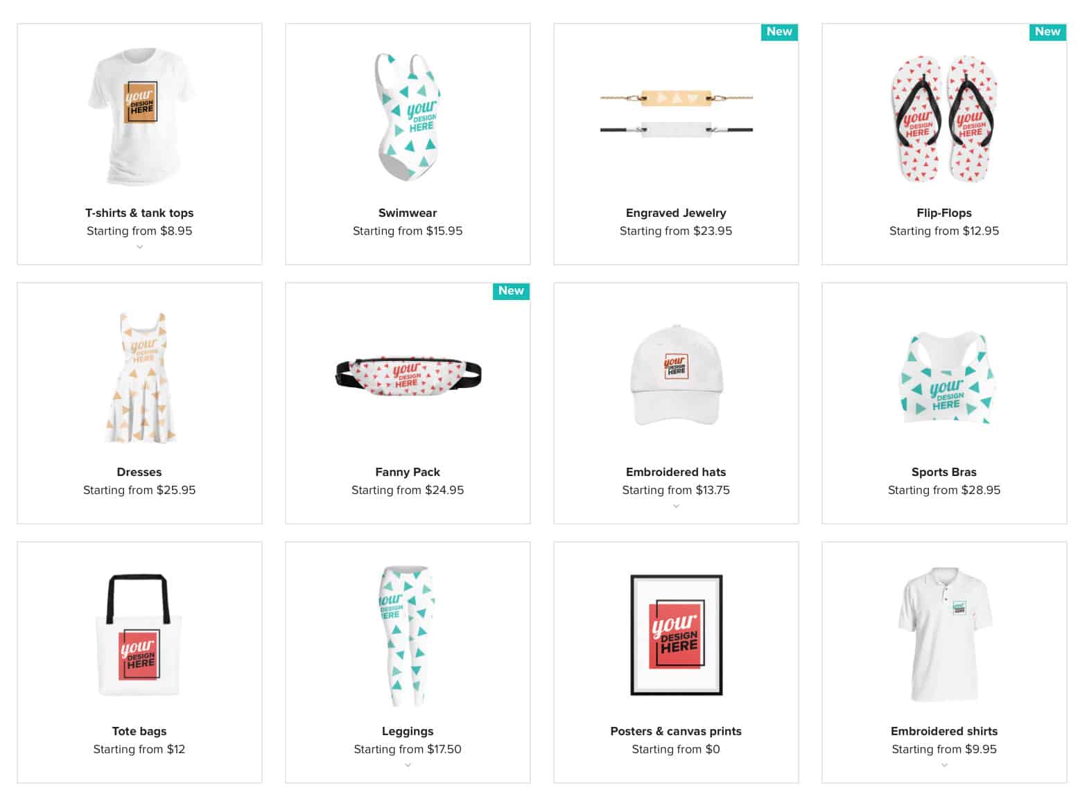 Printful Dropshipping Product Types