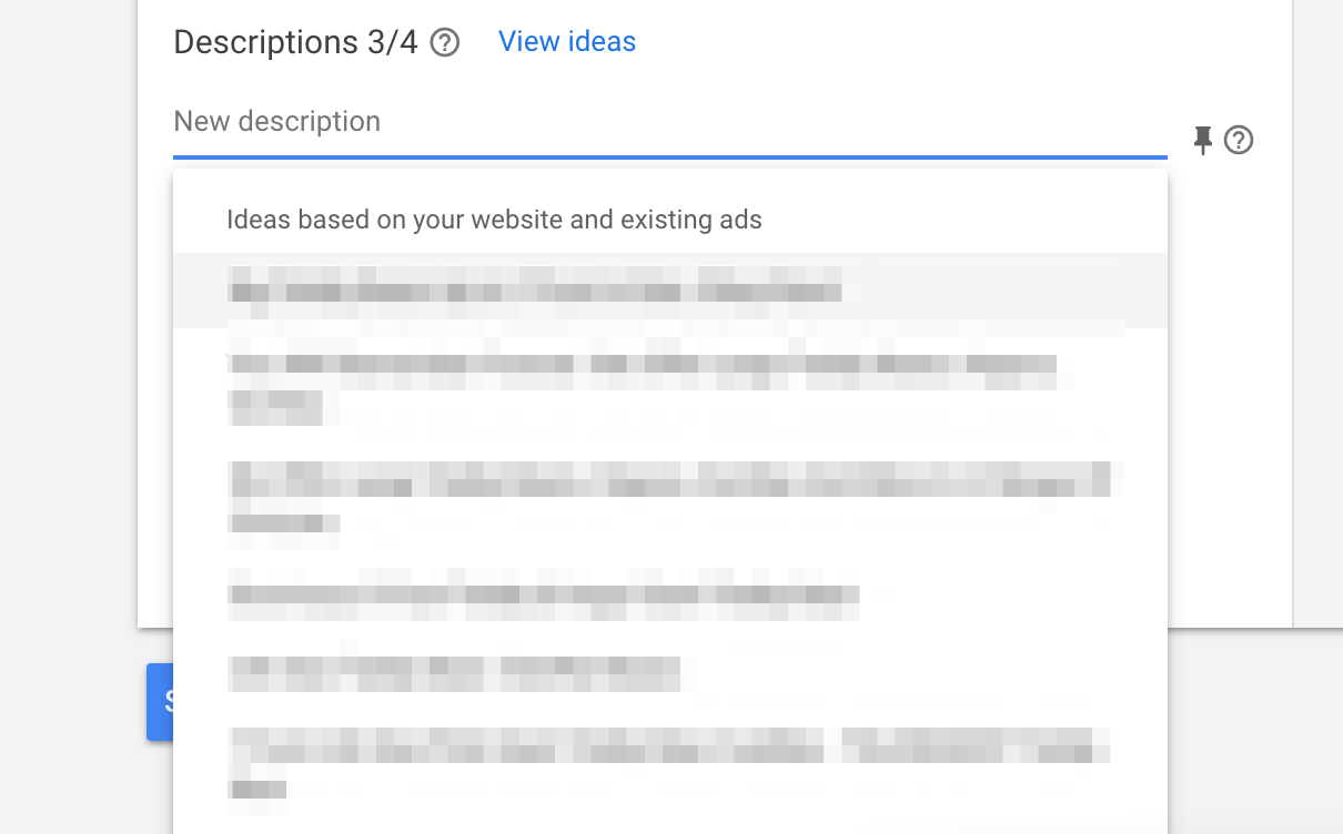 Google provides suggestions for your RSA descriptions