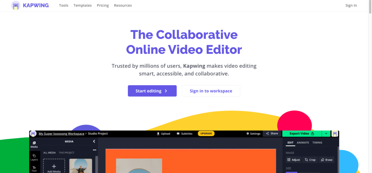 Kapwing home page
