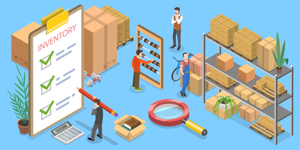 3D Isometric Flat Conceptual Illustration of Product Inventory Management.