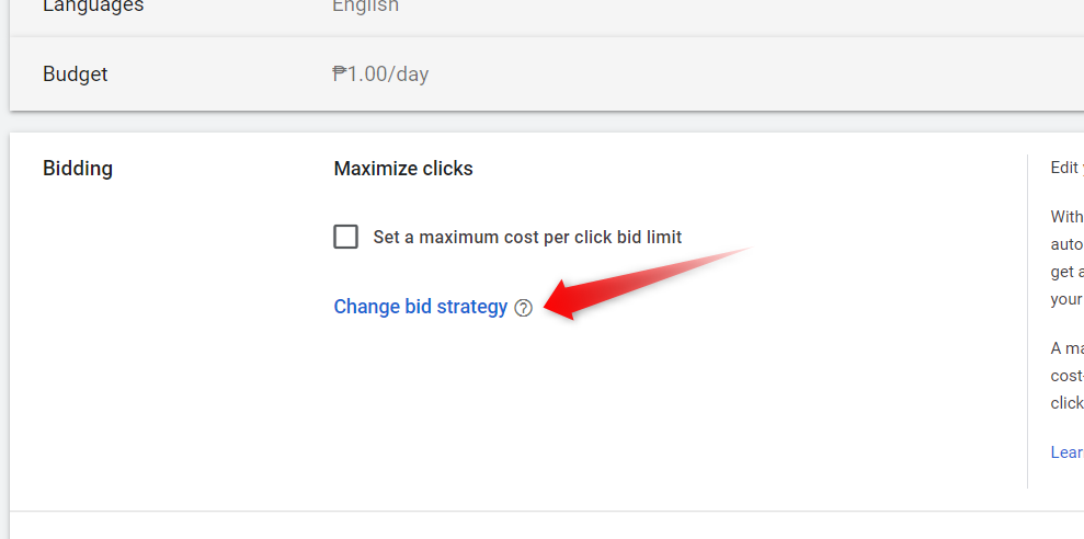 google campaign change bid strategy