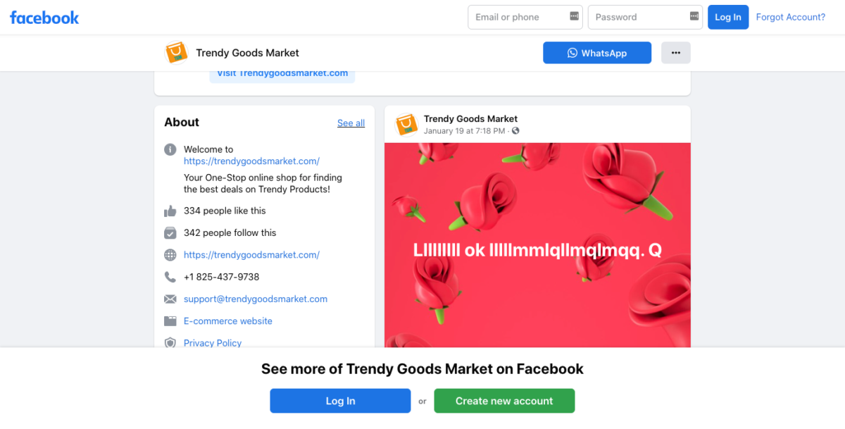 Trendy Goods Market Facebook