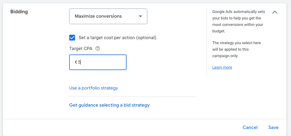 google experiment bid strategy