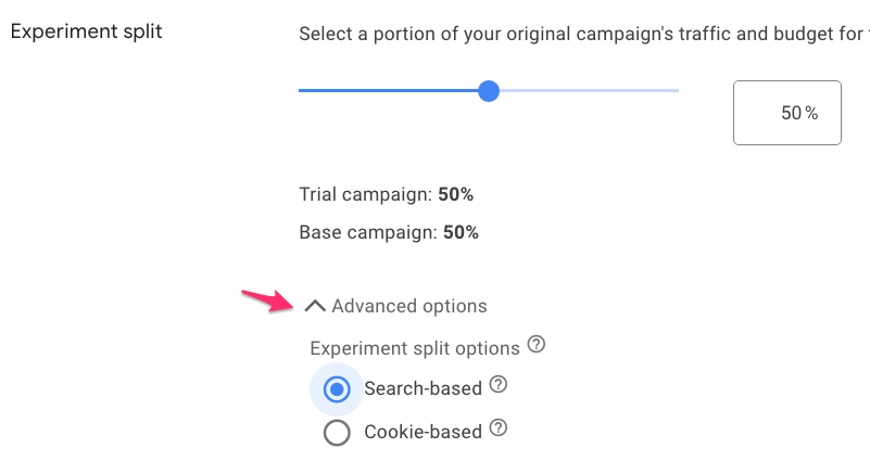 google experiment split