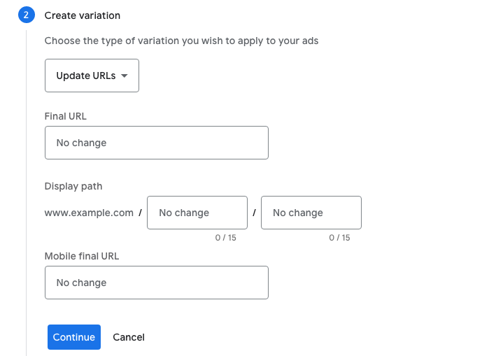 google experiments update urls