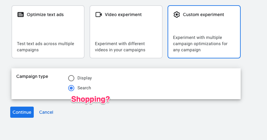 google experiments shopping