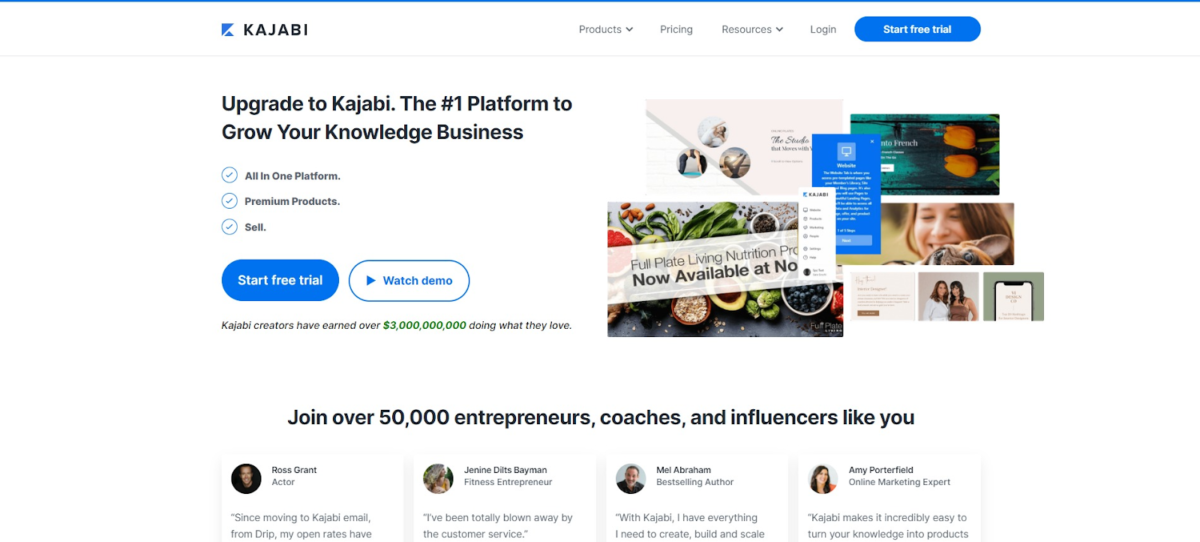 Kajabi homepage