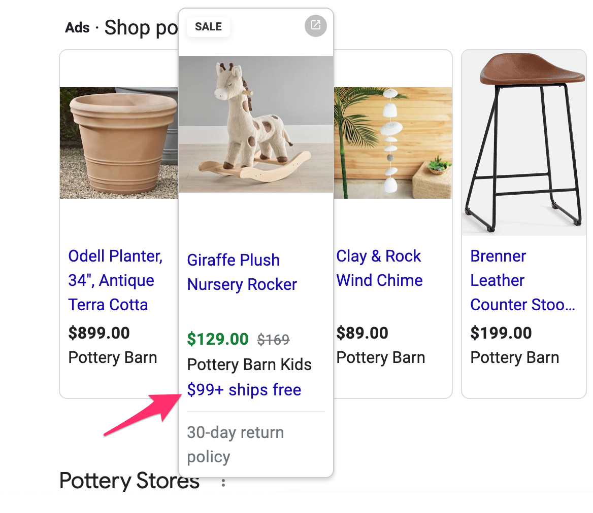 google merchant promotions example free shipping