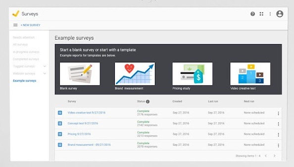 Google surveys tool