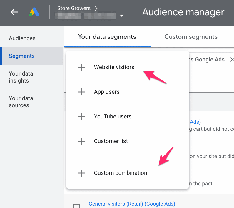 creating remarketing audience segment list manually