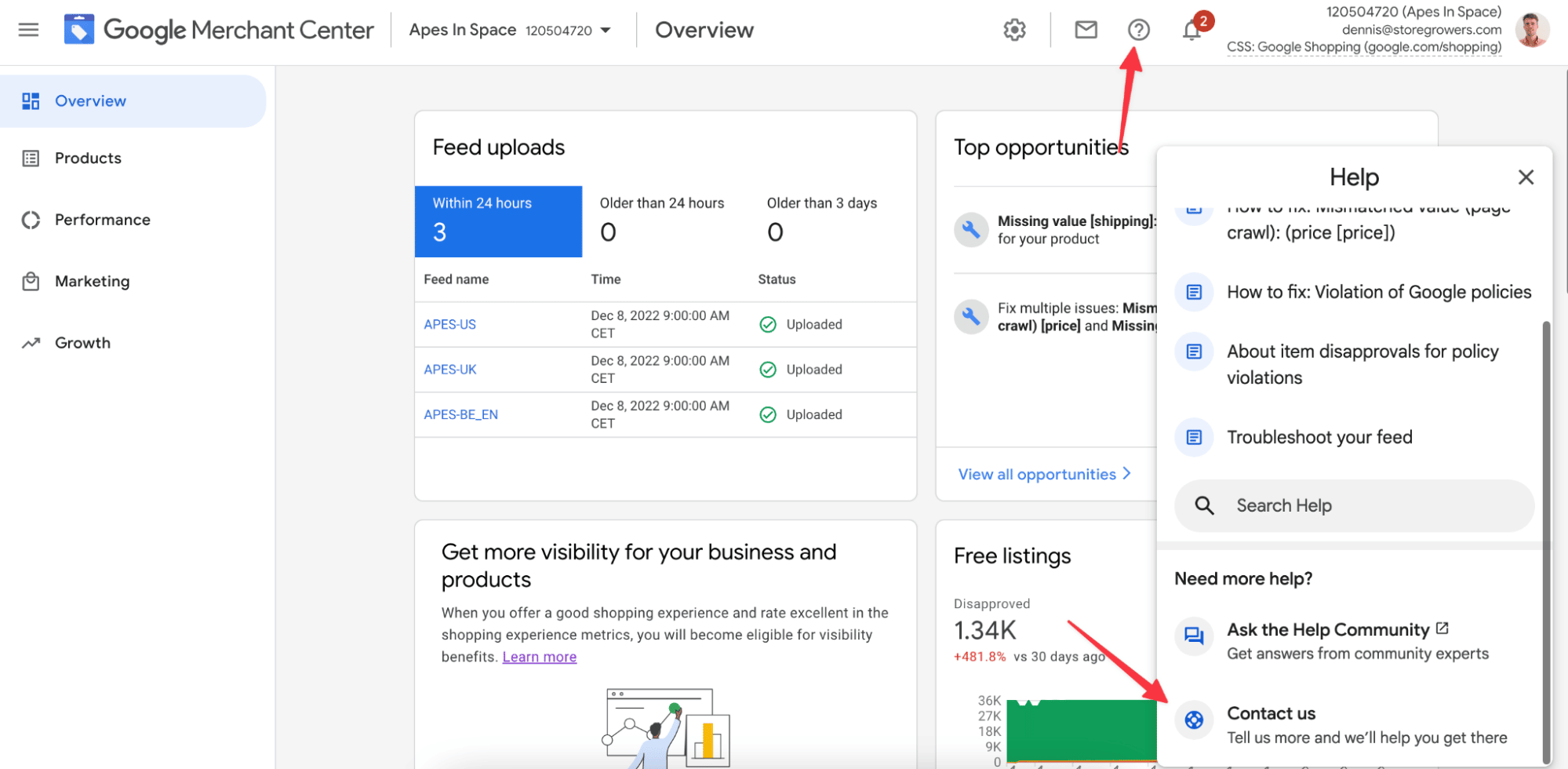 google merchant center support