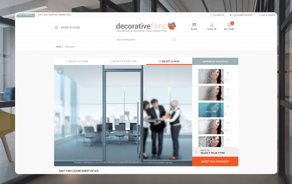Decorative Film's website offers an engaging omnichannel experience.