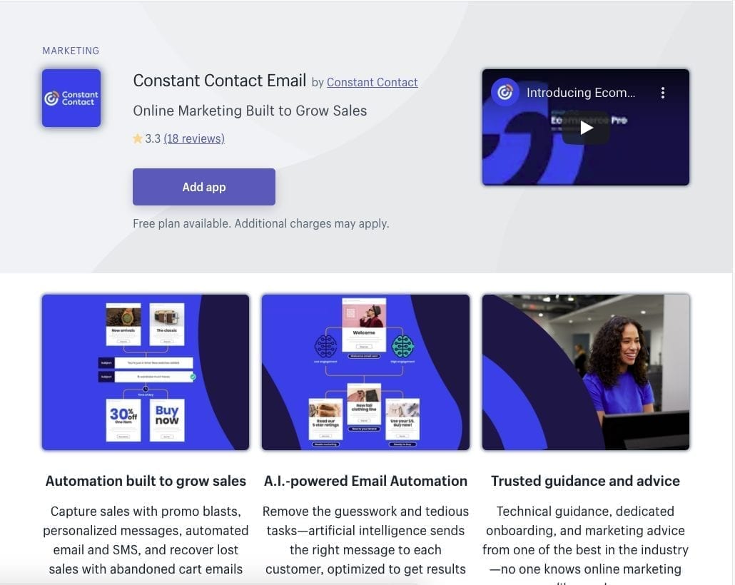 Constant Contact Shopify app