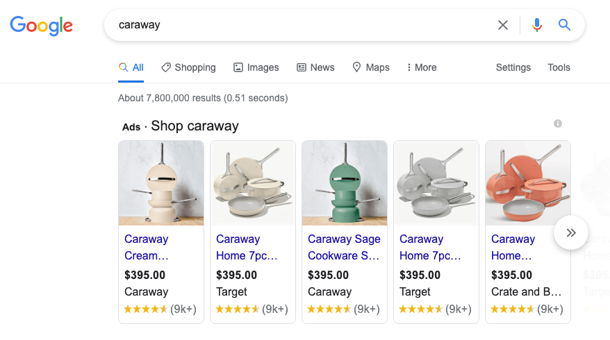 caraway google shopping