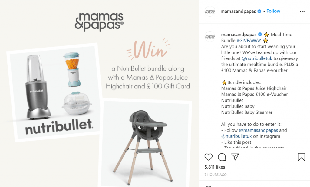 Mamas and Papas ecommerce social media contest example