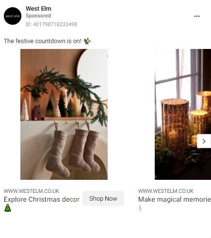 West Elm Christmas ad example