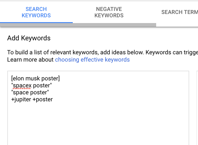 google-ads-adding-different-match-type-keywords-example