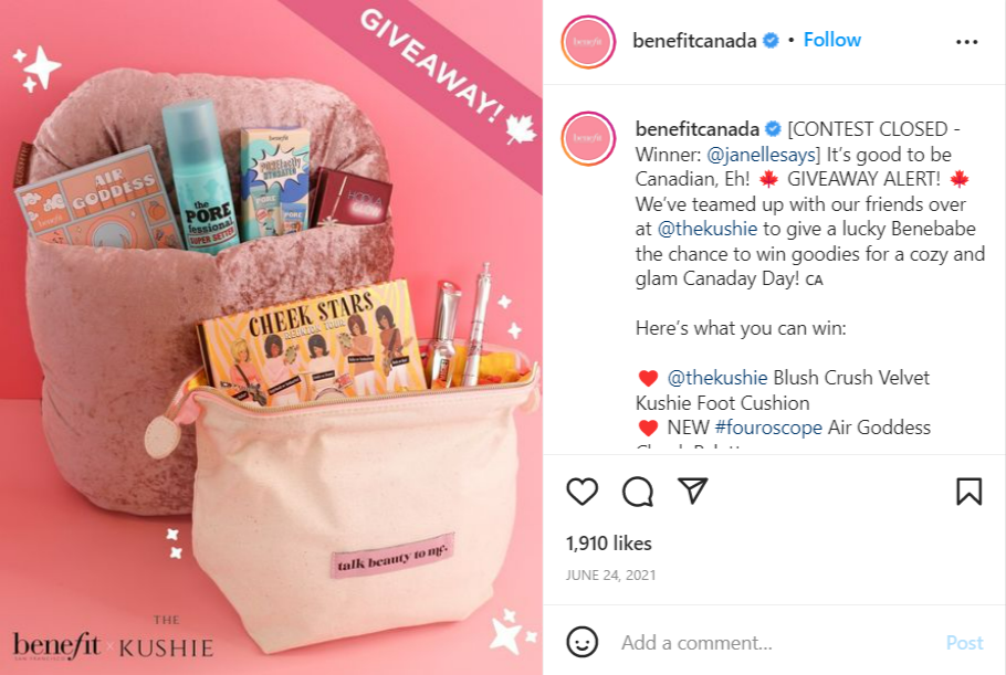 benefits cosmetics instagram contest