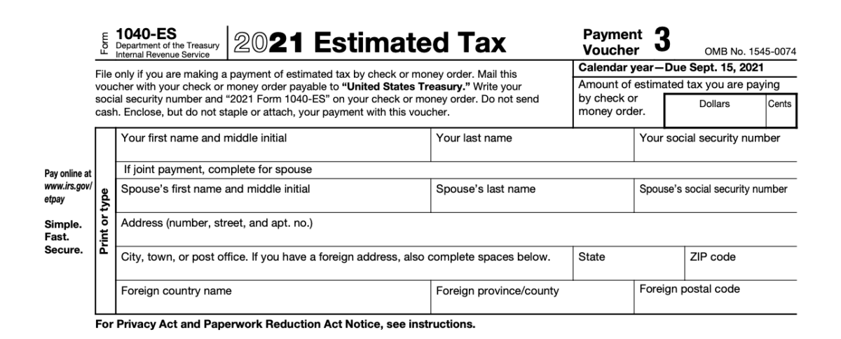 estimated tax form
