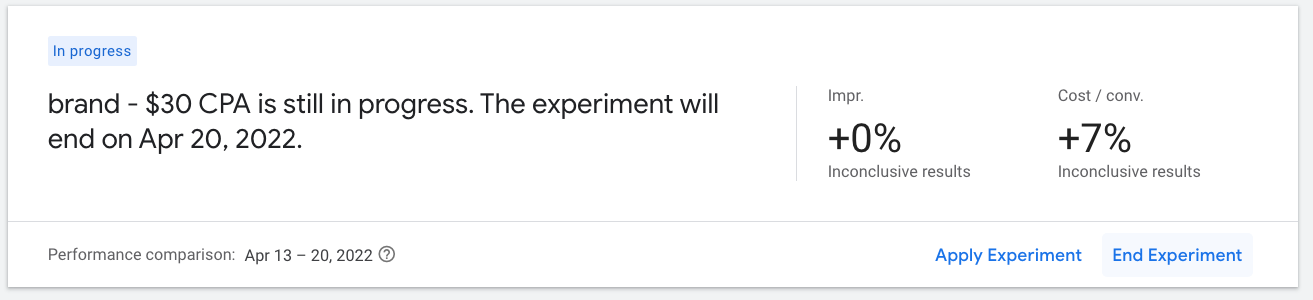 google experiment in progress
