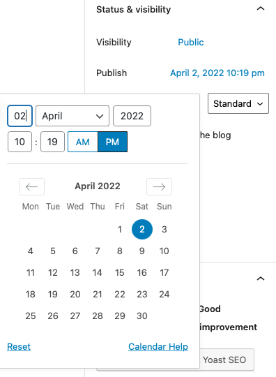 Scheduling a post in WordPress