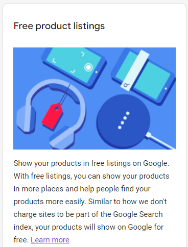 Google Merchant Center Free Product Listings