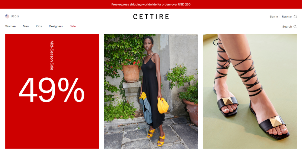 Cettire Homepage