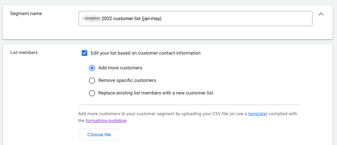 update google customer match audience