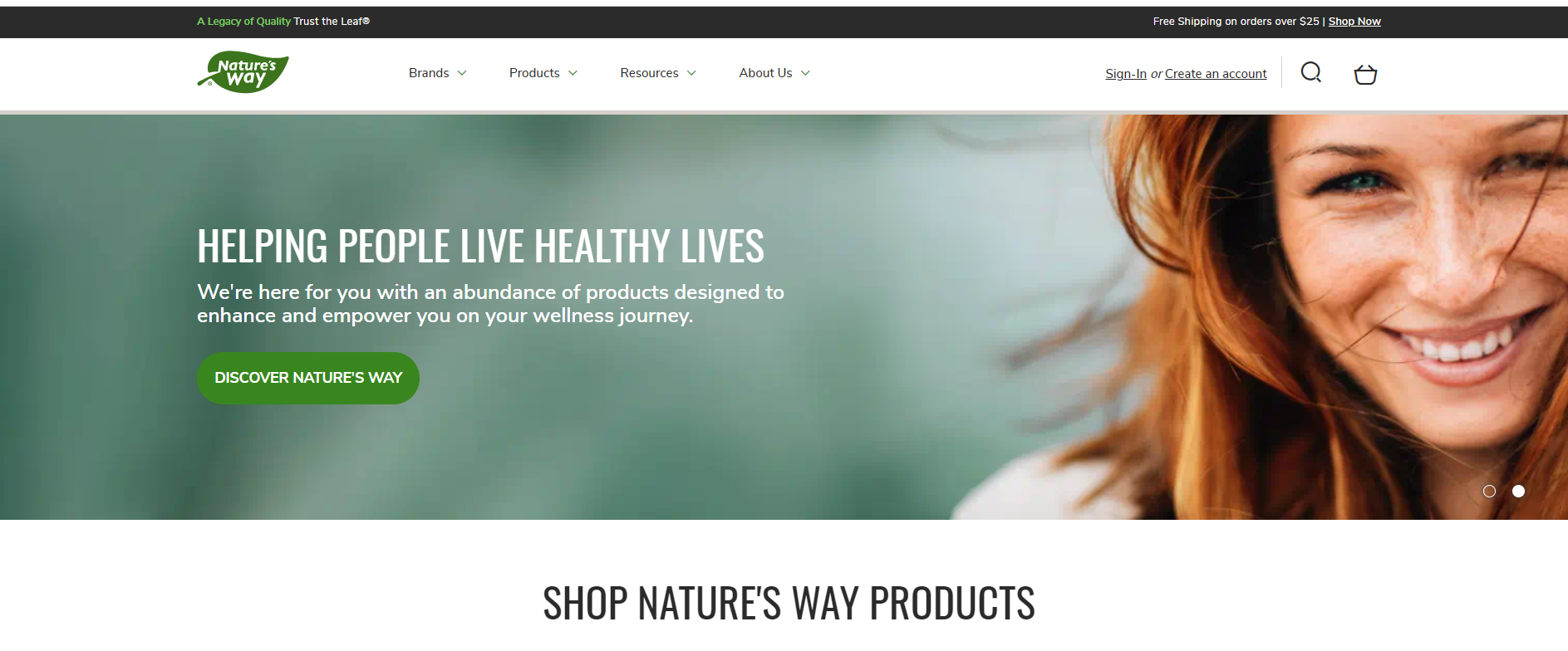 Official website of Nature’s Way supplement brand