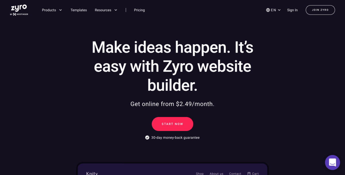 Zyro Homepage
