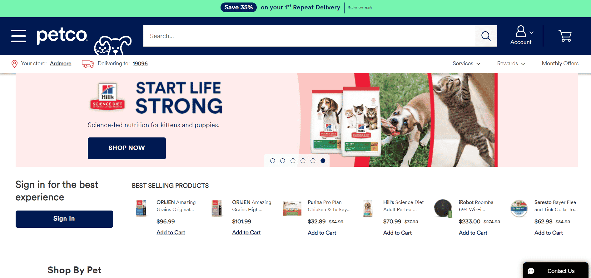 Official website of Petco pet brand