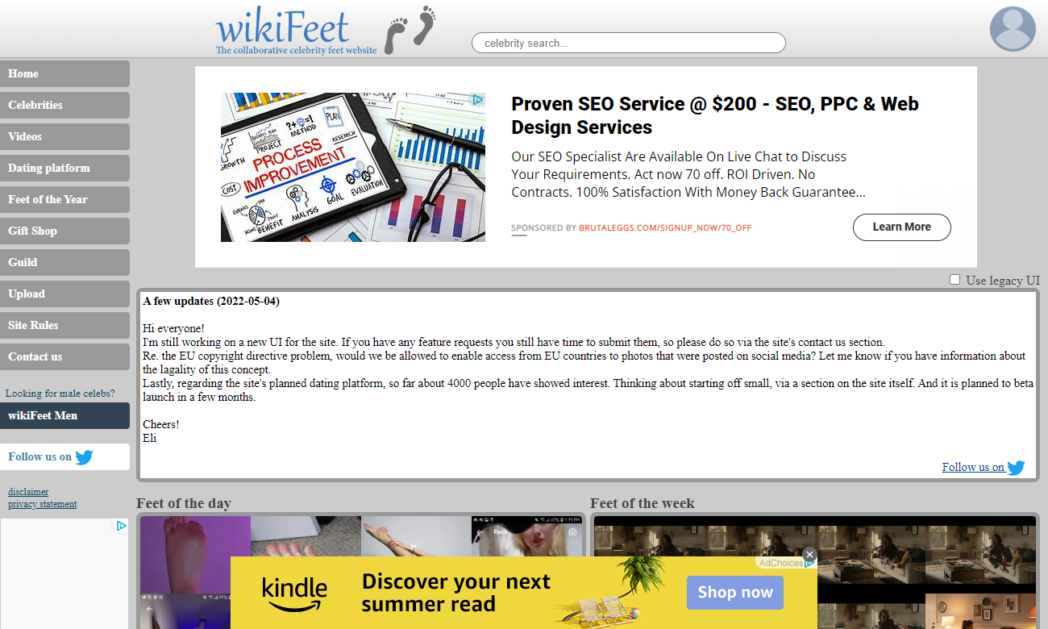 WikiFeet Homepage