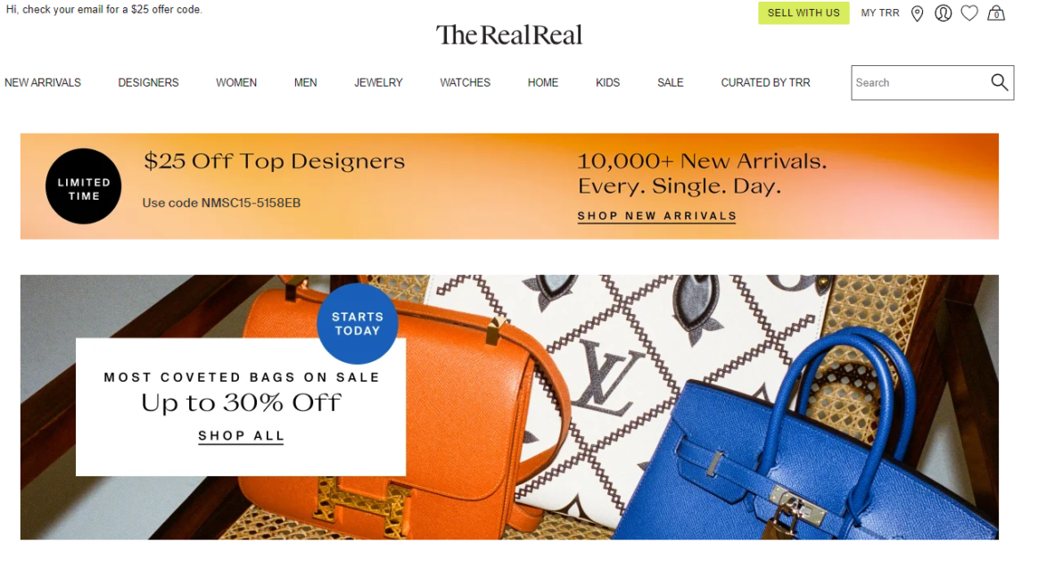 The RealReal Homepage