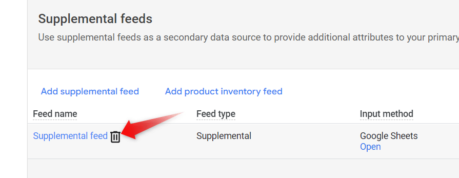 How to remove a supplemental feed in Google Merchant Center