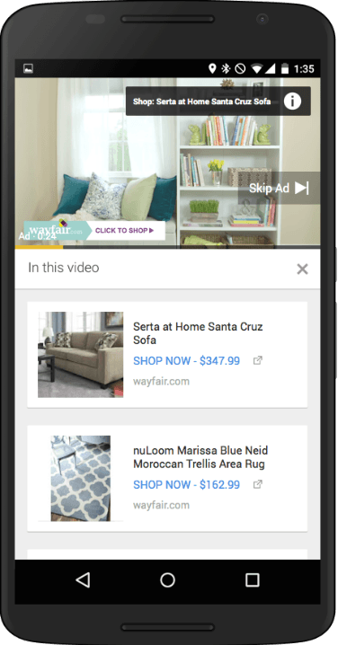 google shopping in YouTube ads