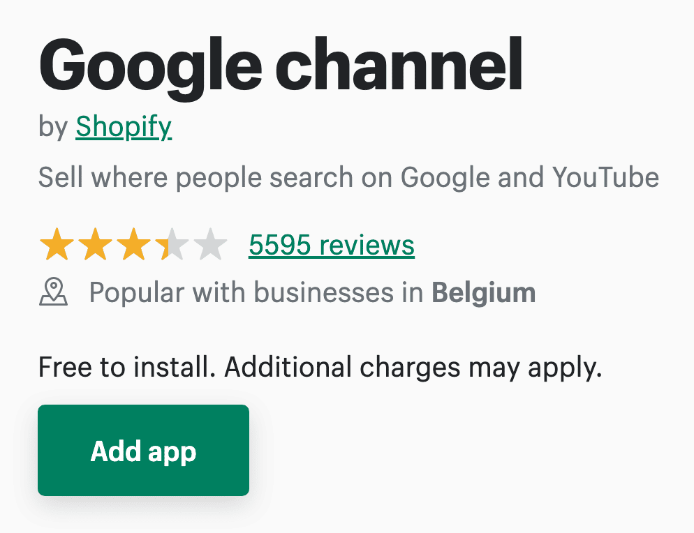 The Google channel app by Shopify