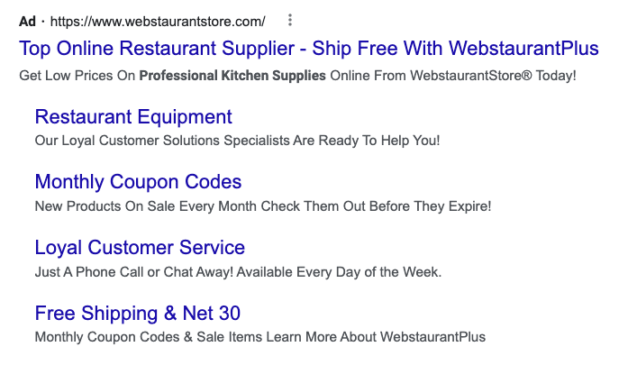 Example of Google Search Ad