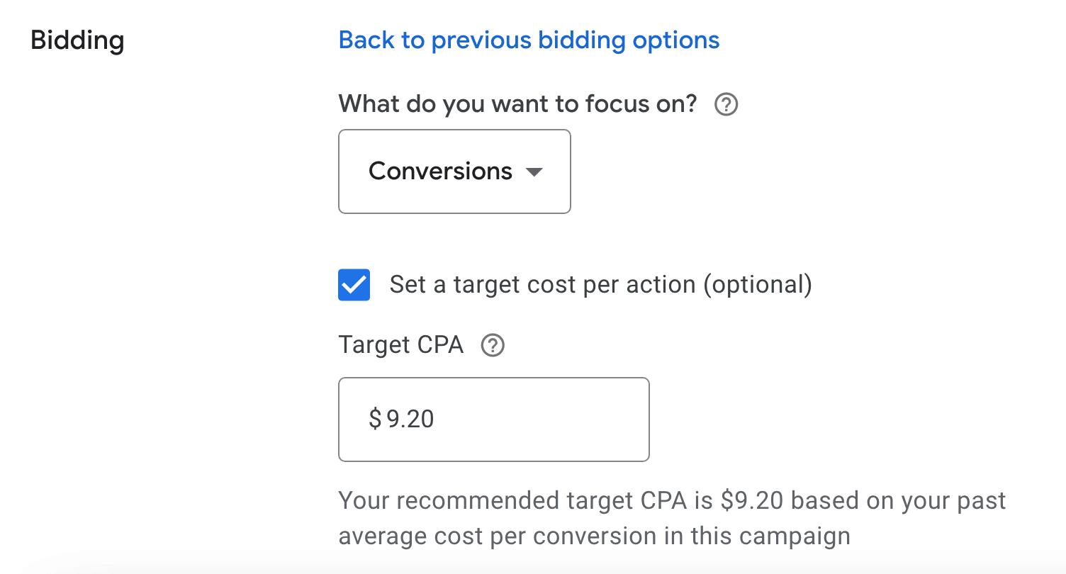 google maximize conversions target cpa smart bidding