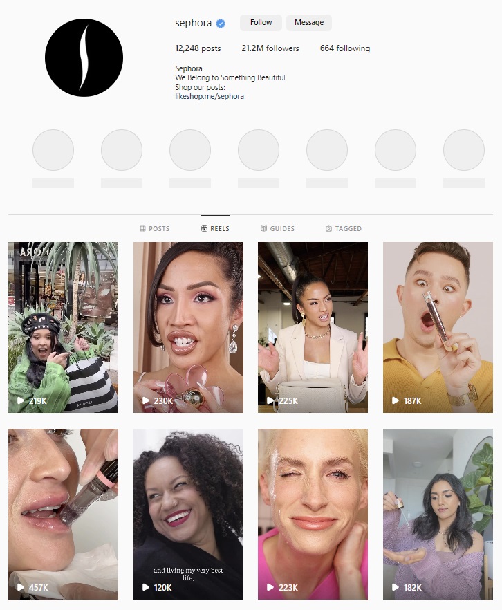 Sephora Instagram reel ideas